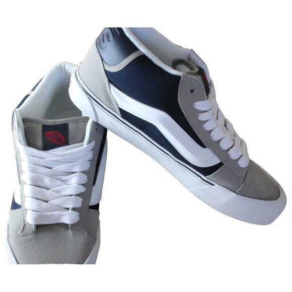 Vans Other - Vans Men's Knu Skool Mid Varsity Grey Drizzle Blue White Skate Shoes size 12 NIB